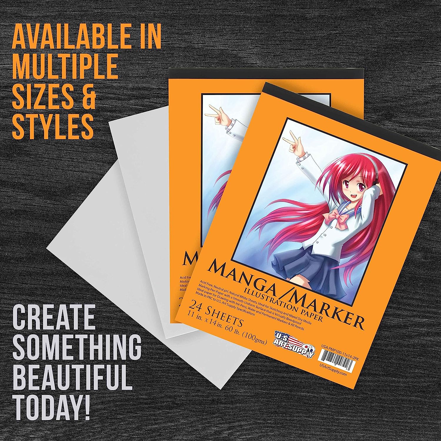 U.S. Art Supply 9" x 12" Premium Manga-Marker Paper Pad, 60 Pound (100gsm), Pad of 24-Sheets (Pack of 2 Pads) - Image 5